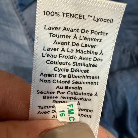 Women's Talbots Pullover Button Front Chambray Pintuck Blouse Size 3 XL - Picture 5 of 9